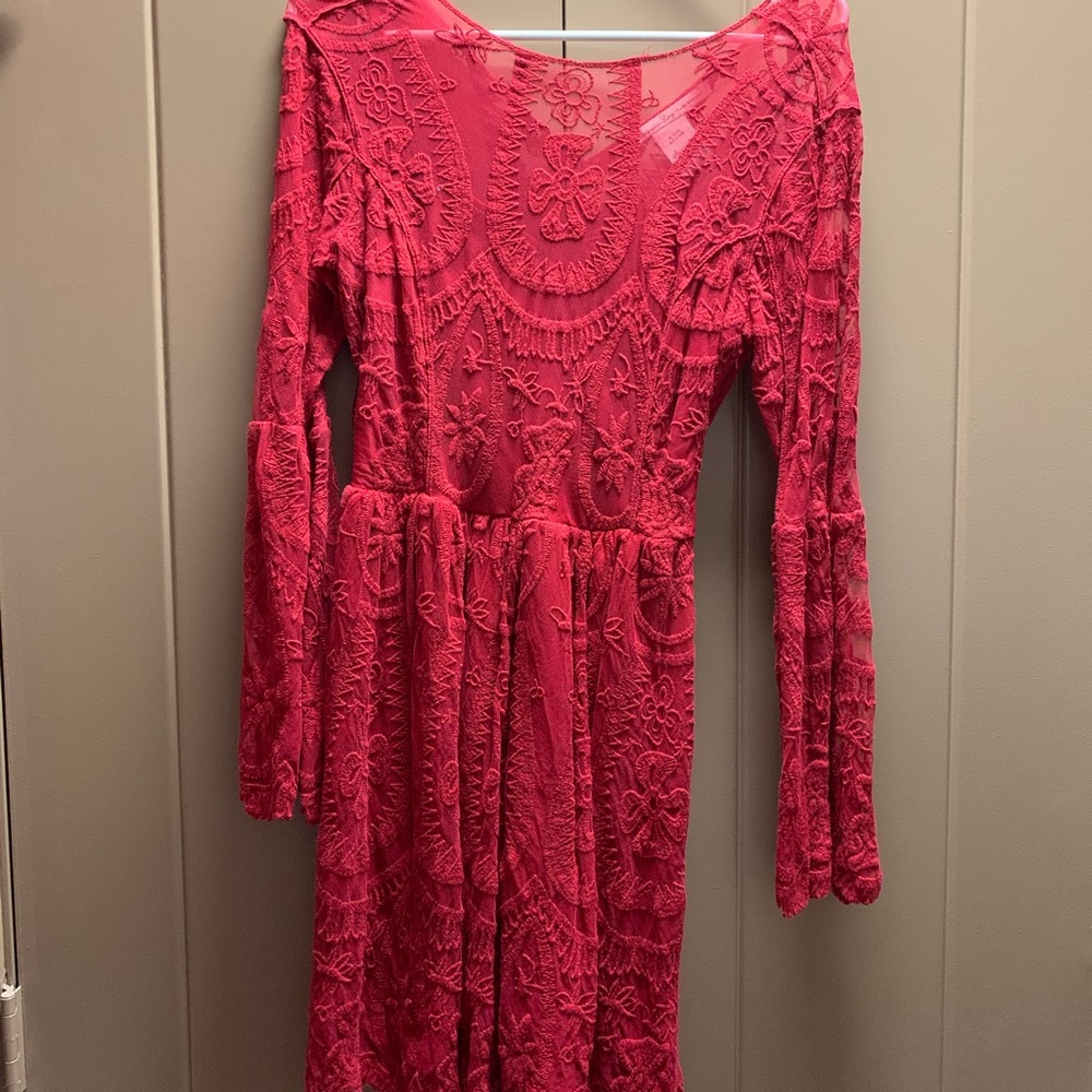 American rag red embroidered dress size small
